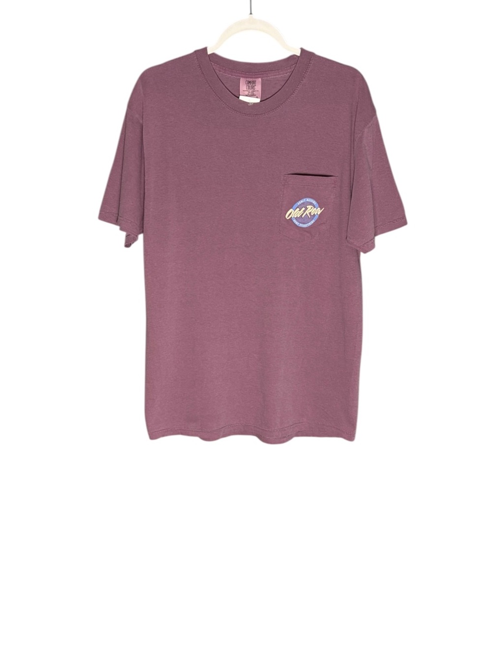 NWT Old Row Circle Logo Pocket Tee Admit Nothing Deny Everything Berry Unisex